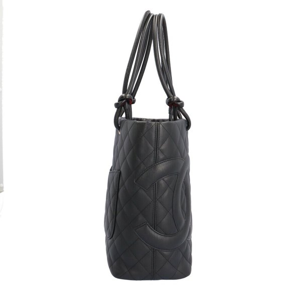 CHANEL Tote Medium Cambon Bag Leather Black Women's - Picture 4 of 8